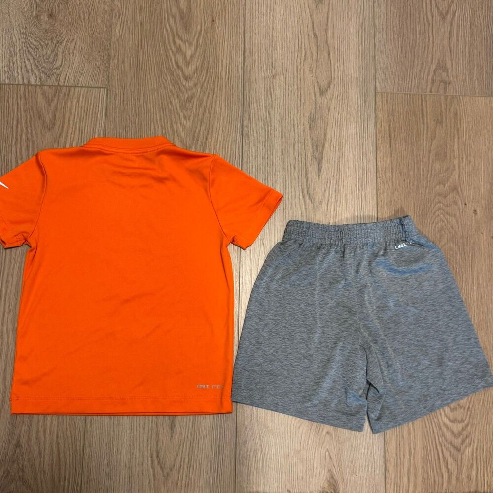 Nike Dri-fit Youth Boy Small Orange & Gray Shorts & Tshirt Activewear Set - Picture 4 of 6
